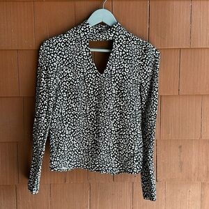 Divided H&M Black/White Animal Print Blouse- Size 2